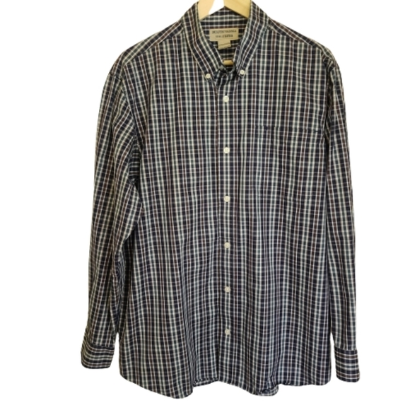 Duluth Trading Men's Sz Large Wrinkle Fighter Blue Plaid Button Down Shi… - Picture 2 of 8